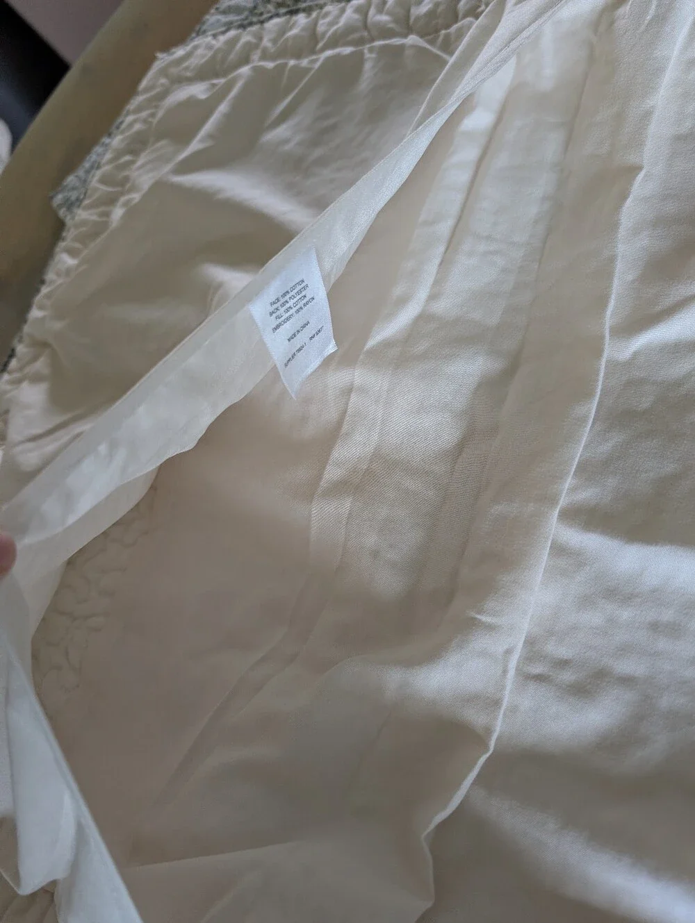 JCPenney Cream Green Floral Quilted Pillow Covers Cotton Size 23.5